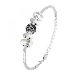 Bracelet de charms perles blancs et acier SC Crystal