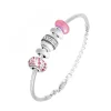 Bracelet de charms perles roses et acier SC Crystal