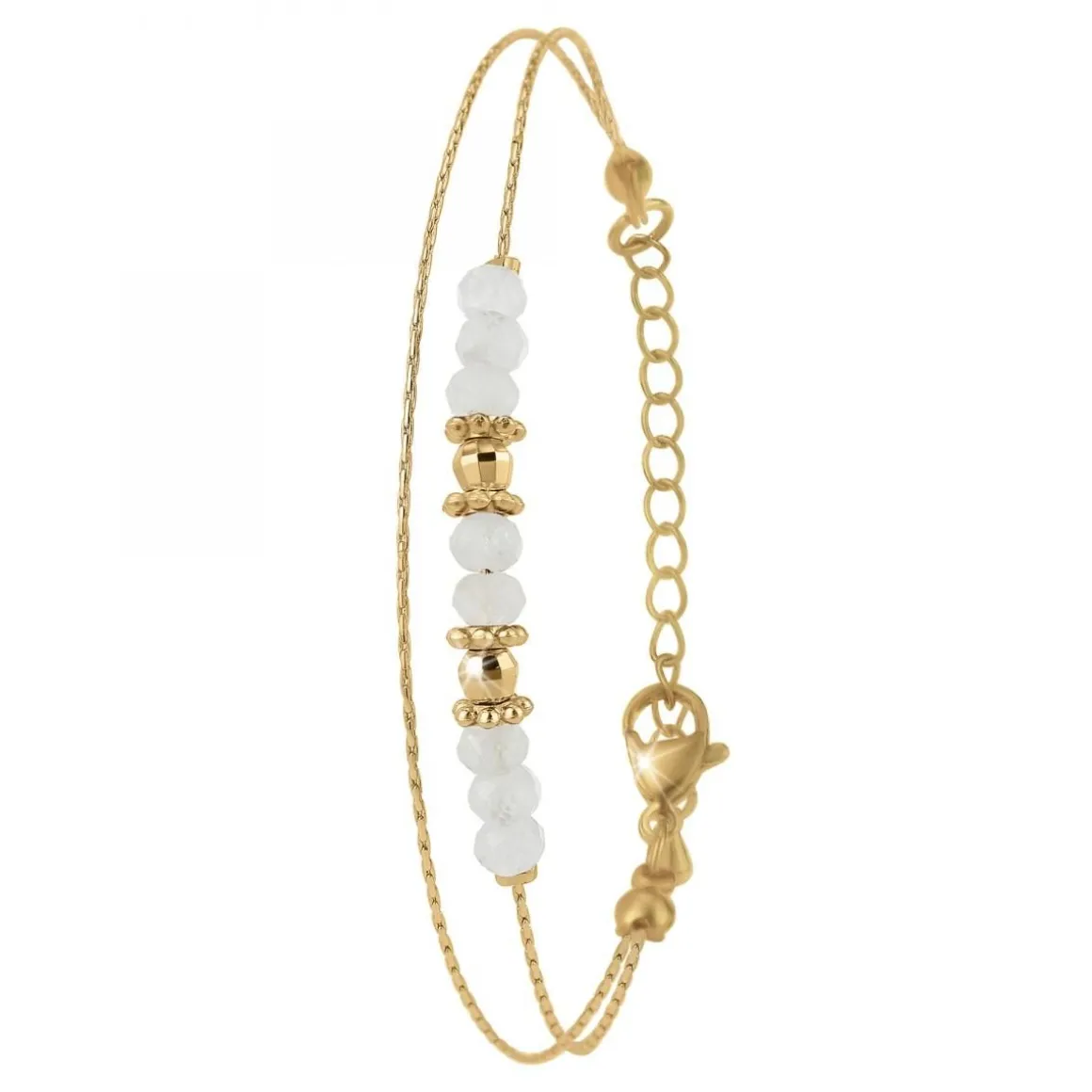 Bracelet double tour par SC Bohème orné de pierres de lune blanche