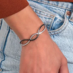 Bracelet en acier inoxydable par SC Crystal orné de cristaux scintillants