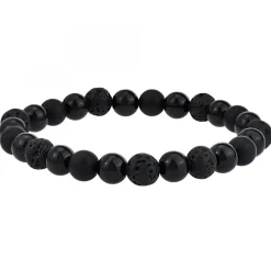 Bracelet homme par SC Crystal orné de lave et agate noire