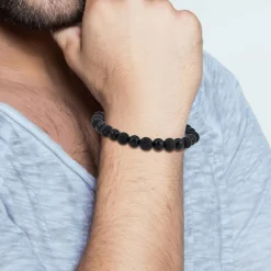 Bracelet homme par SC Crystal orné de lave et agate noire