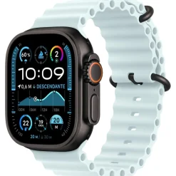 Bracelet 49mm Océan bleu glacier - Titane noir