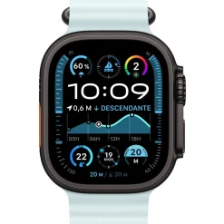 Bracelet 49mm Océan bleu glacier - Titane noir