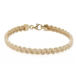 Bracelet Or 18 Carats 750/000 Jaune Maille Corde Double - Femme