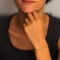 Bracelet Or 18 Carats 750/000 Maille Corde Jaune - Femme