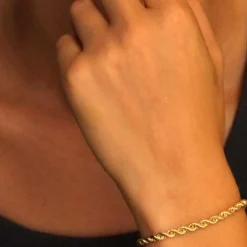 Bracelet Or 18 Carats 750/000 Maille Corde Jaune - Femme