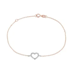 Bracelet Or Bicolore et Zirconiums - Coeur - Femme