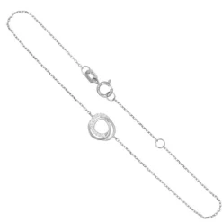 Bracelet Or Blanc - Anneaux Enlacés Sertis de Zirconiums