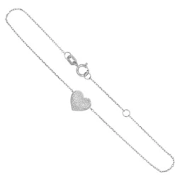 Bracelet Or Blanc et Diamants - Motif Coeur