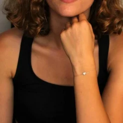 Bracelet Or Blanc et Diamants - Motif Coeur