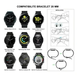 Bracelet Samsung/Huawei SoftTouch 20mm bleu