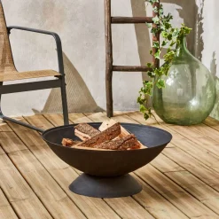 Braséro bois Ø56cm - Lavo noir - Chauffage extérieur en fonte. feu de bois. brasier