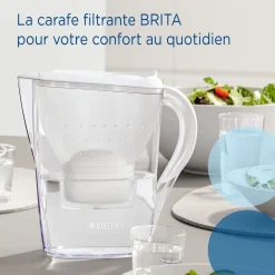 BRITA Carafe filtrante Marella blanche (2,4L) inclus 1 cartouche filtrante MAXTRA PRO All-in-1