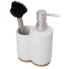 Brosse vaisselle avec flacon pompe céramique et bambou