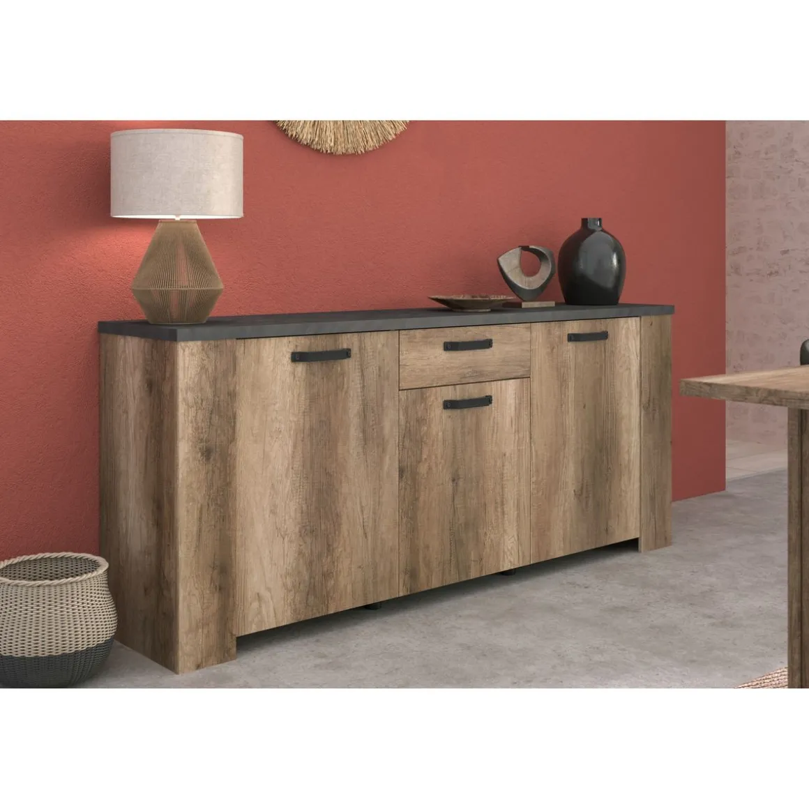 Buffet 3 portes et 1 tiroir L182 cm TORSTEN