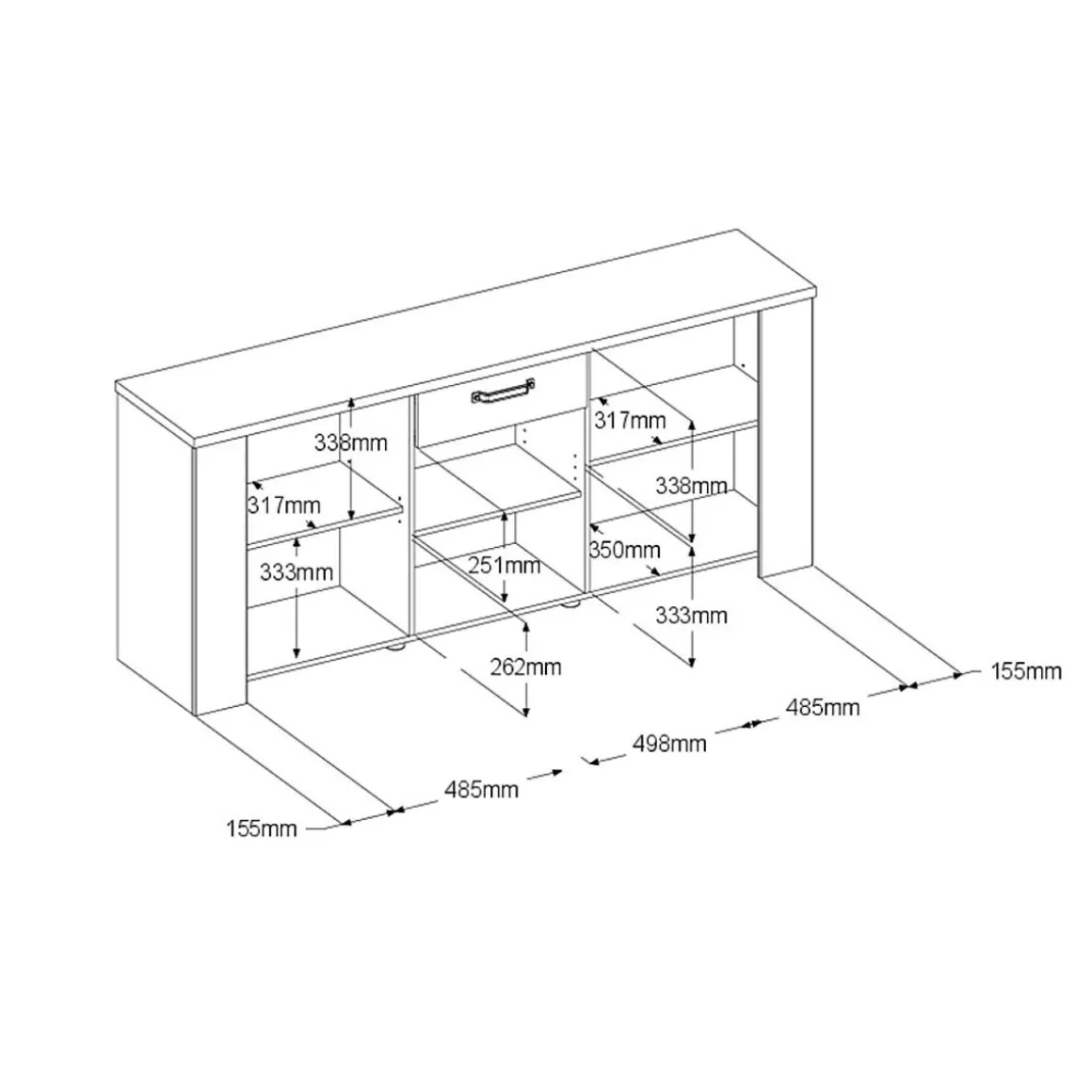 Buffet 3 portes et 1 tiroir L182 cm TORSTEN