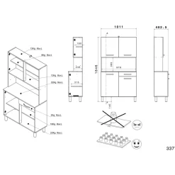 Buffet de cuisine 4 portes 1 tiroir L101cm ZAK