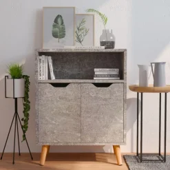 Buffet gris beton 60x30x72 cm bois d'ingenierie