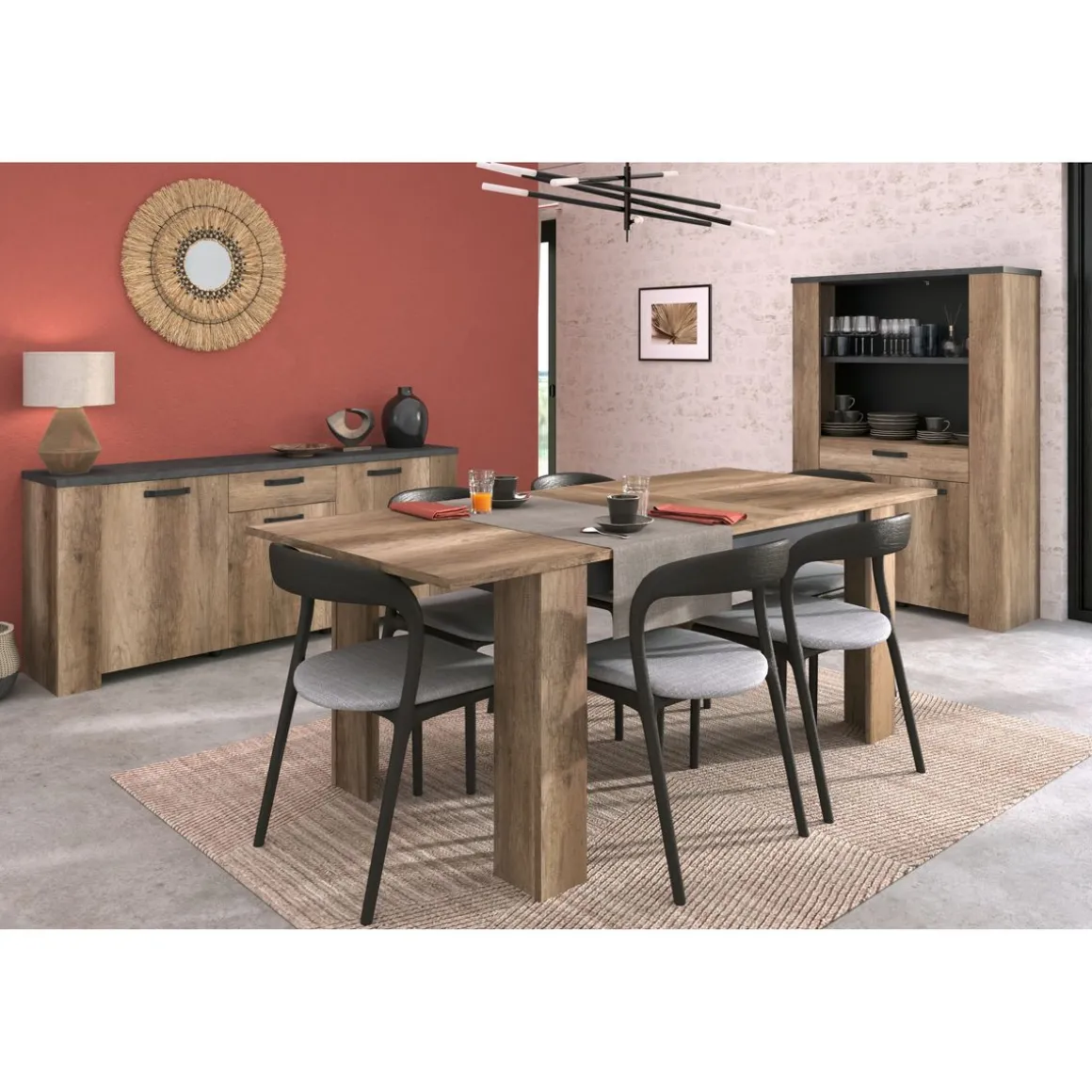 Buffet haut 2 portes, 1 tiroir et 1 étagère L110 cm TORSTEN