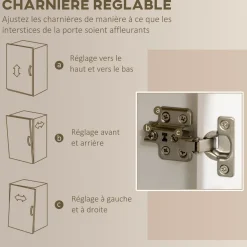 Buffet haut style classique chic - multi-rangement placards, niches, tiroir - panneaux blanc aspect bois clair