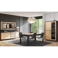 Buffet moderne style industriel 3 portes 3 tiroirs L216cm VIVA