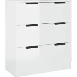 Buffets 3 pcs blanc brillant bois d'ingenierie