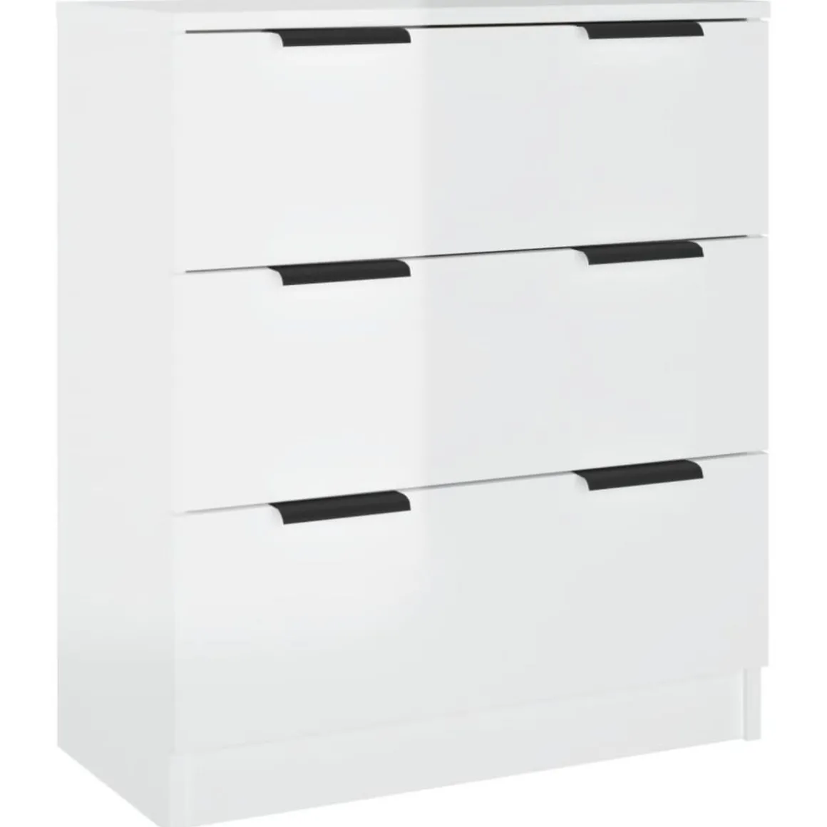 Buffets 3 pcs blanc brillant bois d'ingenierie