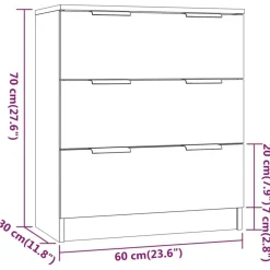 Buffets 3 pcs blanc brillant bois d'ingenierie