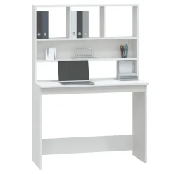 Bureau avec etageres Blanc 102x45x148 cm Bois d'ingenierie
