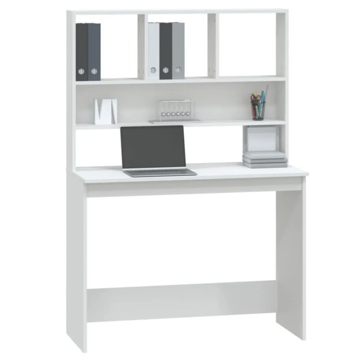 Bureau avec etageres Blanc 102x45x148 cm Bois d'ingenierie
