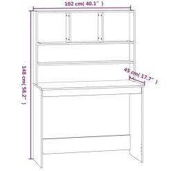 Bureau avec etageres Blanc 102x45x148 cm Bois d'ingenierie