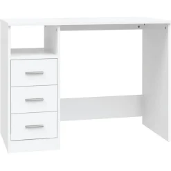 Bureau avec tiroirs Blanc 102x50x76 cm Bois d'ingenierie