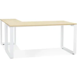 Bureau d'Angle Design Abigano 170cm Naturel & Blanc