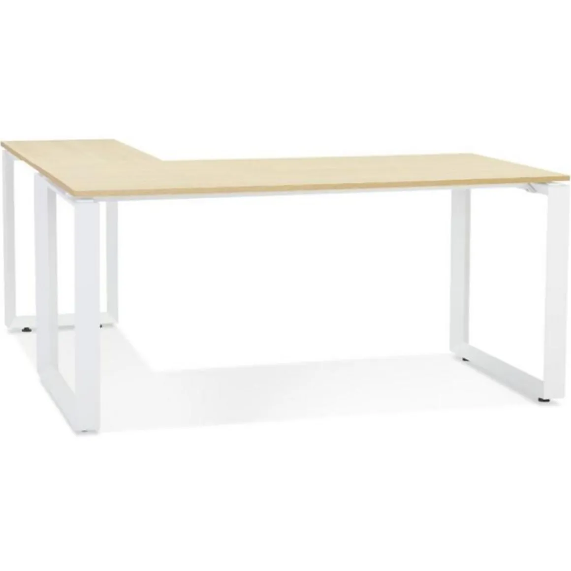 Bureau d'Angle Design Abigano 170cm Naturel & Blanc