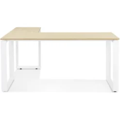 Bureau d'Angle Design Abigano 170cm Naturel & Blanc