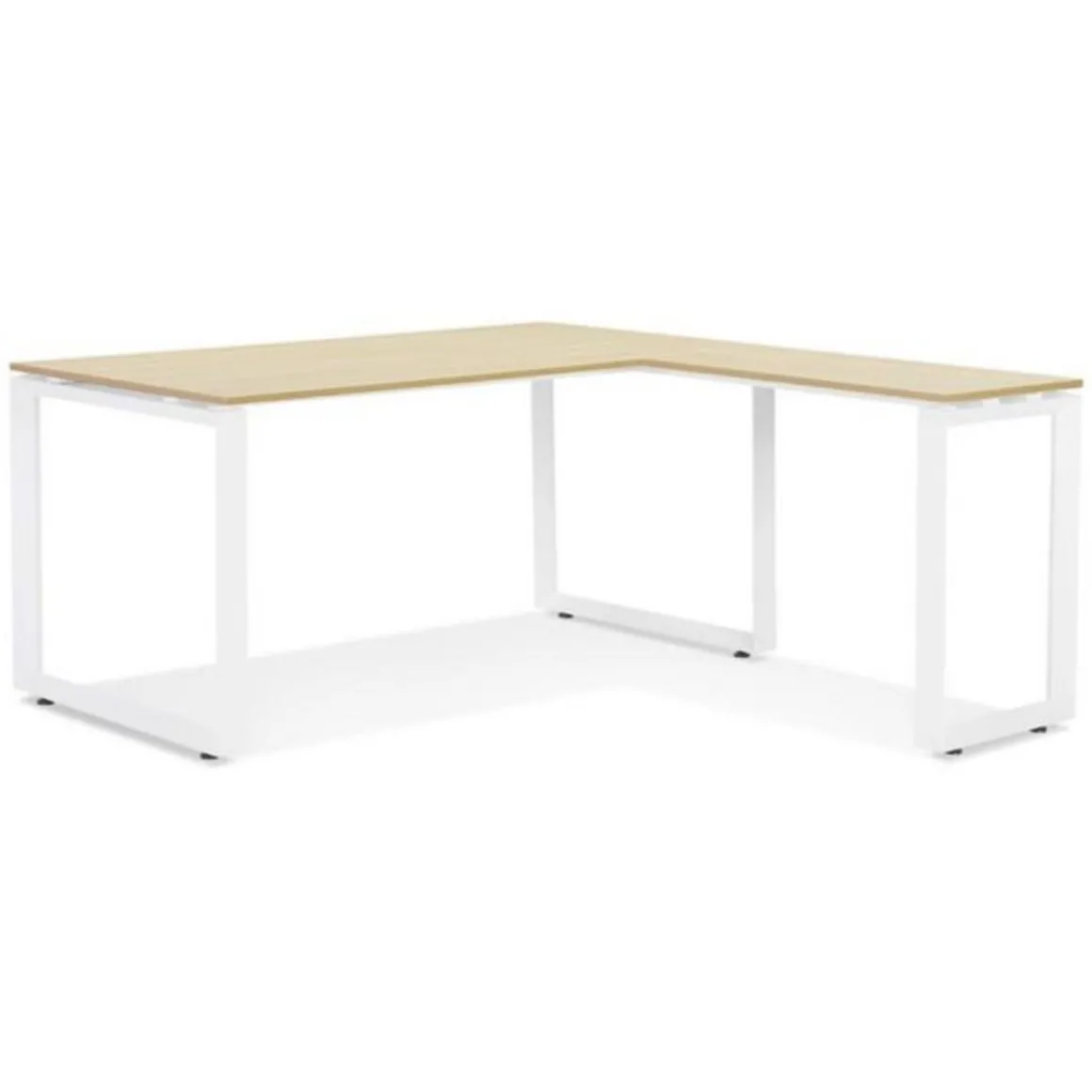 Bureau d'Angle Design Abigano 170cm Naturel & Blanc