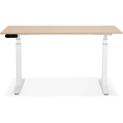 Bureau Design Réglable Électrique 140cm Naturel & Blanc