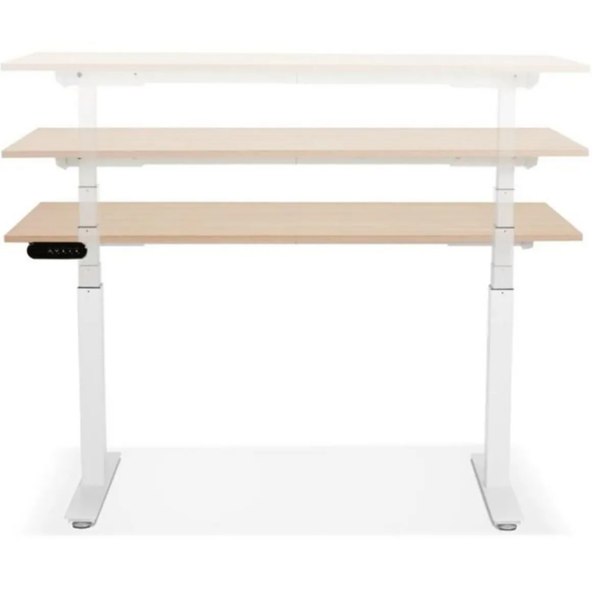 Bureau Design Réglable Électrique 140cm Naturel & Blanc