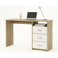 Bureau droit 3 tiroirs 1 niche L123cm ARISTOTE
