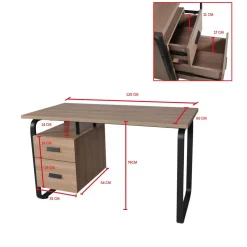 Bureau droit 2 tiroirs L120cm HARTFORD