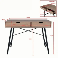 Bureau droit 2 tiroirs L100cm BROOKLINE