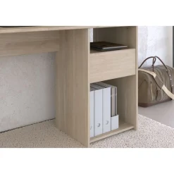 Bureau droit avec crédence et rangements L138cm PIA