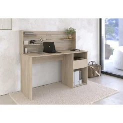 Bureau droit avec crédence et rangements L138cm PIA