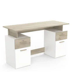 Bureau droit double caisson de rangement L134cm SOCRATE