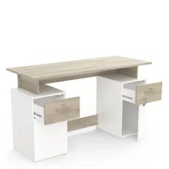 Bureau droit double caisson de rangement L134cm SOCRATE