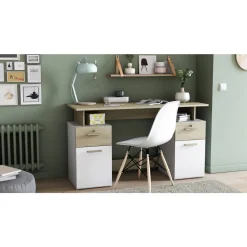 Bureau droit double caisson de rangement L134cm SOCRATE