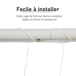 But de football - cage de foot - but futsal dim. 301L x 126l x 200H cm - châssis métal époxy filet PE - piquets inclus - blanc