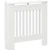 Cache-radiateur design panneau - grille d'aération verticale à lattes - dim. 78L x 19l x 81H cm - MDF blanc