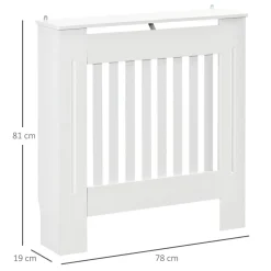 Cache-radiateur design panneau - grille d'aération verticale à lattes - dim. 78L x 19l x 81H cm - MDF blanc